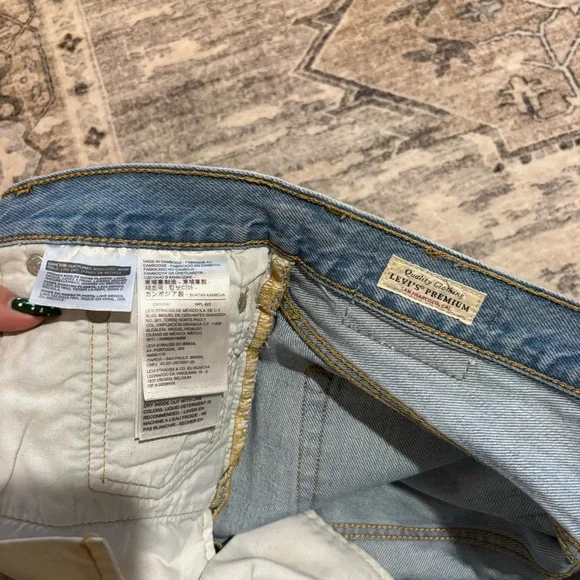 Levis premium festival western 501 cutoff fringe denim shorts size 27 - Picture 6 of 8